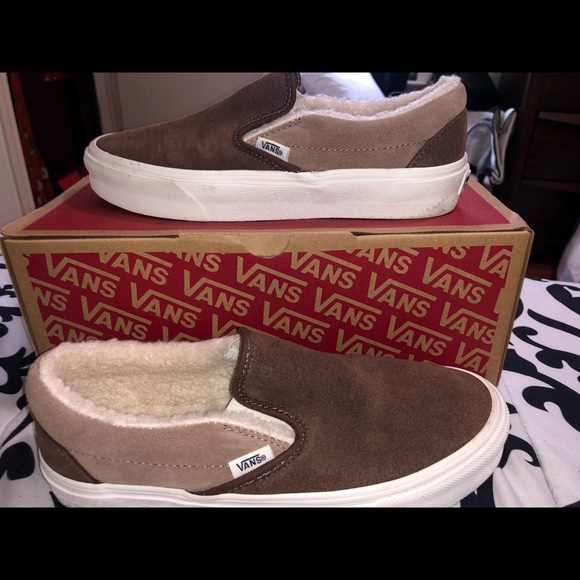 brown vans with fur